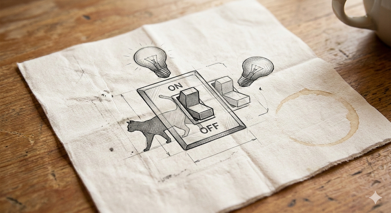 Quantum mystery sketch of light switch and entangled orbs